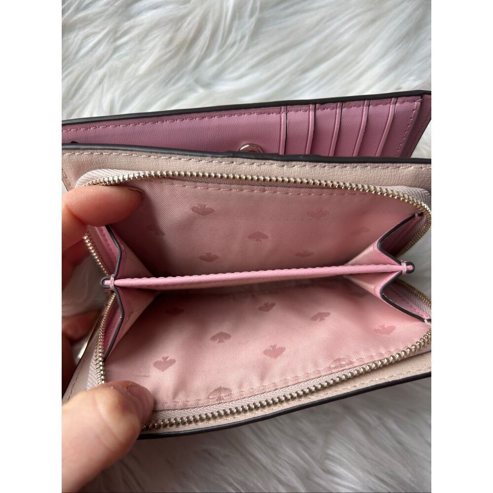 Kate Spade Adel Medium Bifold Wallet in pink and tan on the outside - Picture 4 of 8
